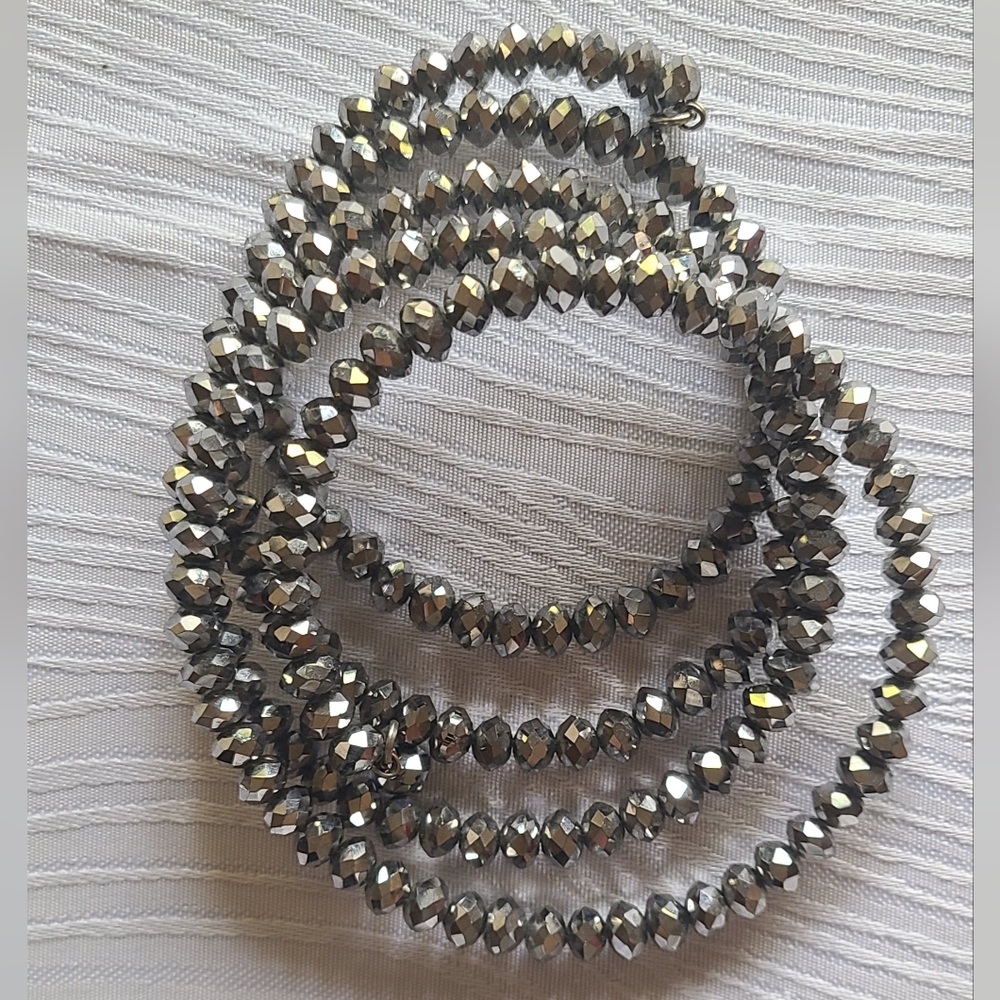 Elegant Silver Spiral Beaded Bracelet